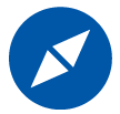 Icon of a compass inside of a blue circle